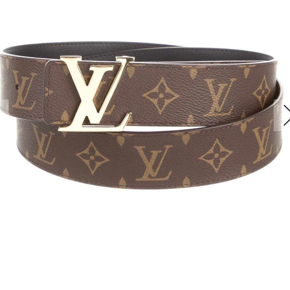Louis Vuitton Brown Monogram Belt with silver Logo